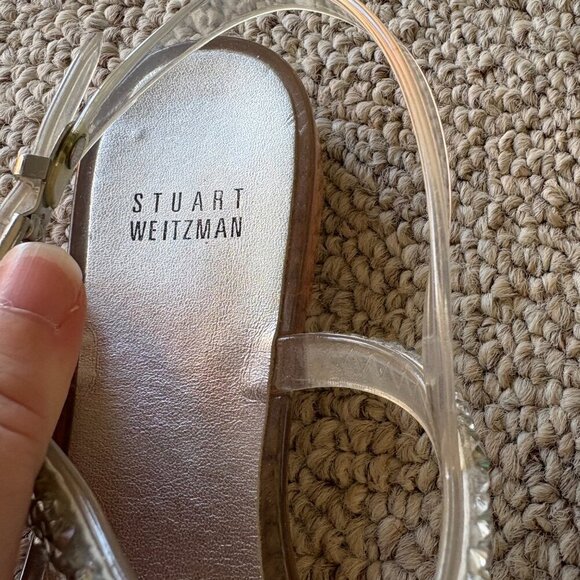 Stuart Weitzman Silver Crystal Strappy Sandals Size 38 Luxury Designer Resort - Picture 4 of 10